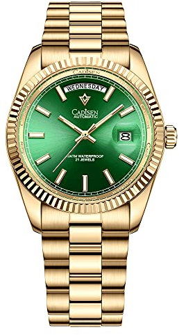 CADISEN Automatik Uhr Herren Mit Gangreserve Automatik Saphirglas Wasserdicht Edelstahlarmband Beiläufig
