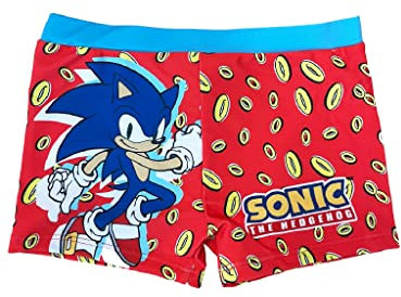 Fashion Uk Sonic The Hedgehog Badehose Badeboxer (DE/NL/SE/PL, Alter, 5 Jahre, 6 Jahre, Regular, rot)