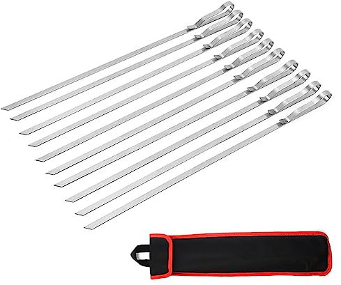 Bafnsiji Spiedini da 16 Pollici per Barbecue, 10 spiedini di Kebab, spiedini per Barbecue in Acciaio Inossidabile, Bastoncini di spiedo in Metallo riutilizzabili Piatti, Adatti per Barbecue, Cocktail