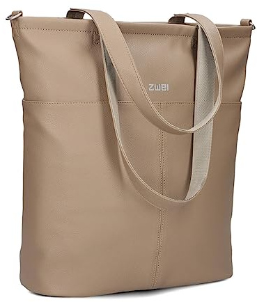 Zwei Damen Shopper Mademoiselle.M M145 große Schultertasche 10 Liter Tote Bag aus wasserabweisendem Kunstleder inkl. zusätzlichen langen Schultergurt als Umhängetasche zu tragen