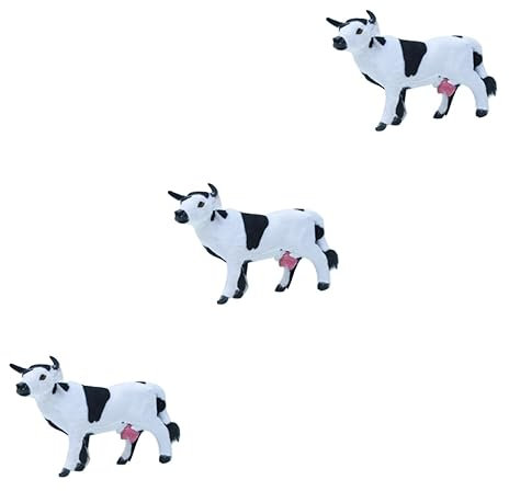 TOYANDONA 3 Piezas Juguetes De Escritorio Juguete De Animales para Fotos En Forma De Vaca Lechera Adorno De Vaca Lechera Regalo Hecho a Mano Lindo