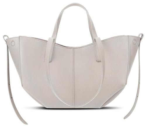ACUYE Borsa Donna Tote in Pelle, A Tracolla Mezzaluna, Borsa da Lavoro A03, Grigio Scuro, S, 42cm