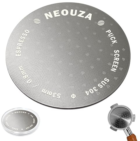 NEOUZA V3 Espresso 53mm Puck Screen 0.8mm Thickness Mesh Filter Stainless Steel for Barista Coffee Portafilter Basket