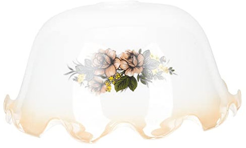 Hemobllo Bell Shaped Glass Lamp Shade Print Retro Lampshade for Desk Lamp Table Light Decorative Cover for Bedroom Hotel