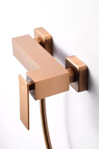 Mice Einhebelmischer aus Messing mit Wasserhahn und Handbrause, Mischbatterie mit Handbrause, gebürstetes Rosegold BDP048-5ORC