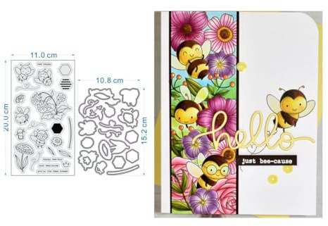 JIHFOHHA Biene Blume Stempel und Stanzschablonen für Karten Herstellung, Bienentag Stanzen Stempel und Briefmarken Set für DIY Scrapbooking Fotoalbum Dekorativ