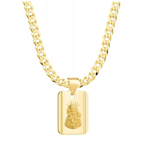 AMAR OPRAVA Goldkette Herren 585, Kette Herren 925/585 - Königskette - Herren Schmuck, goldene Herrenkette mit Medaillon - Geschenk Freund, Herren Geschenke Geburtstag - Halskette Herren