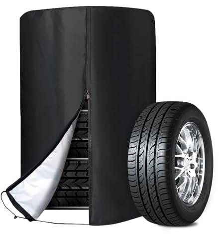 HIULLEN Auto Reifentasche, 84cm x 120cm Universale Reifenabdeckung, 420D Reifentaschen mit Reißverschluss, Reifenschutzhülle, Wasserdicht Reifenhülle Reifensack für 4 Reifen, Autoreifen Große Tasche