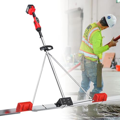 LFfwynog Outil Vibrant pour béton à Deux Moteurs, kit Vibrant pour Chape en béton avec Une Batterie 3000-6000 TR/Min Vitesse du Moteur sans balais Chape électrique sans Fil 150 cm