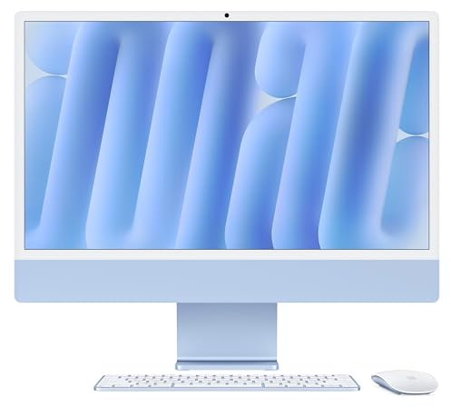 Apple iMac Ordinateur de Bureau Tout-en-Un avec Puce M4, CPU 10 cœurs et GPU 10 cœurs : Conçu pour Apple Intelligence, écran Retina 24'', 16 Go de mémoire unifiée, 512 Go de Stockage SSD ; Bleu