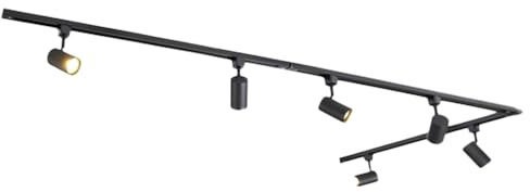Focus III 1-Fase - Iluminación de riel - GU10 – 400 cm – Forma de L - 6 focos - Sistema de riel – Negro