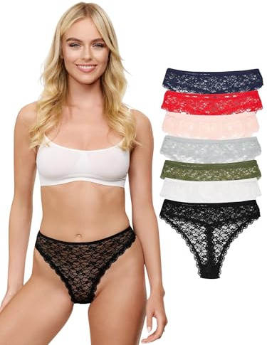 Tazzio dam string 7-pack tanga trosor underkläder trosor flerpack blandade färger F917, Blandade färger, XL