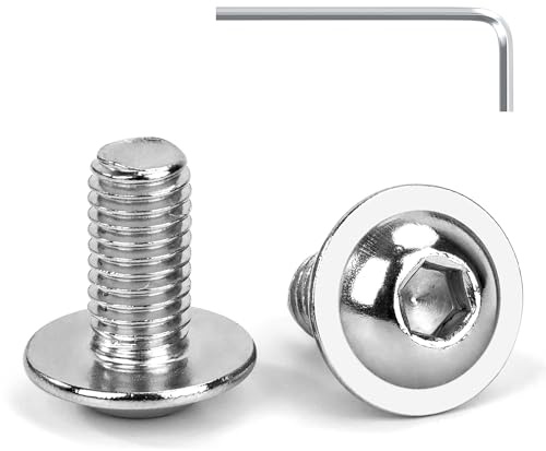 Tunejoy Tornillos de Cabeza Alomada con Brida M8 x 16 mm Tornillo de Cabeza Hexagonal de Acero Inoxidable A2 V2A Tornillos Máquina con llave Allen Rosca Completa 20 Piezas
