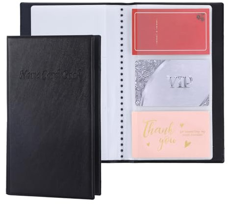 Visitenkarten Aufbewahrung, Visitenkartenmappe, Visitenkarten Etui Business Card Holder, Visitenkartenhülle für 240 Karten Pu-Leder Schwarz, Ideal für Büro und Praxis Kundenkarten Kreditkarten