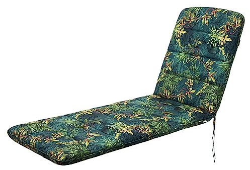 Bjird - Liegenauflage mit Gummibändern, Auflage für Gartenliege 185x60x6 cm - Polsterauflage für Sonnenliege, Auflagen für Deckchair - wasserdicht, doppelseitig - Grünes Gras