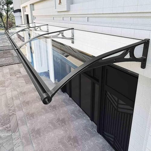 NBKJDSXL - Toldo de entrada con desagües laterales, marco de aluminio y metal, para terraza, balcón, jardín, sótano (transparente, 80 x 360 cm)