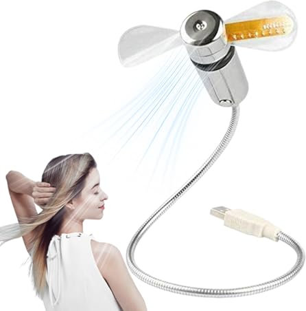 Ventilatore portatile | Ventilatore USB con orologio LED, design a collo di cigno galleggiante pieghevole con illuminazione morbida per soggiorno campeggio pendolari viaggi