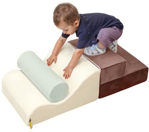 BanaSuper Blocs Mousse Motricité Enfant, Parcours Motricité, 3 Pièces | Certifiée EN71, Jeu de Motricité , Montessori, Escalade & Ramper, Jeu d'Éveil Intérieur, Antidérapant, Housses Lavables