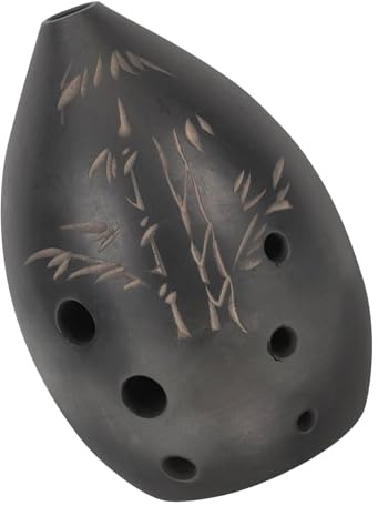 Ocarina tradizionale a 8 fori in ceramica nera realizzata in argilla nera strumento melodioso a fiato regalo per gli appassionati della cultura strumento musicale tradizionale cinese