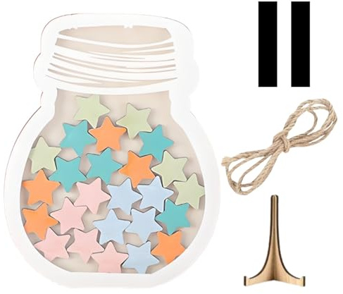 Lyivisk Belohnungsglas Magnetisch, Belohnungsglas für Kinder in Form Einer Driftflasche mit Holzhalter und 25 Stern, 18cm x 18cmVerhalten Belohnungstafel für Jungen Mädchen Zuhause Schule