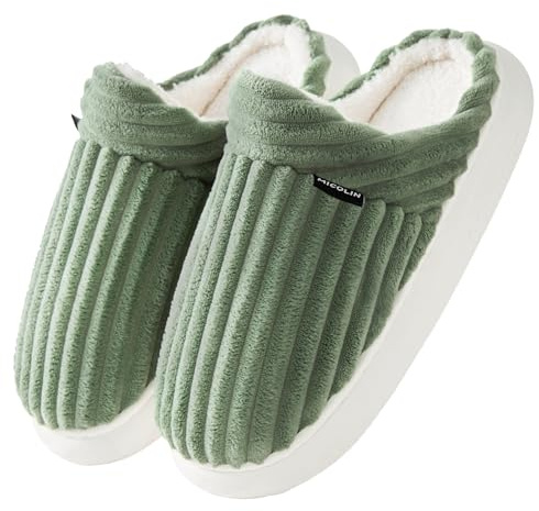 Donpapa Pantofole Donna Uomo Ciabatte Invernali Peluche Casa Comode Schiuma Scarpe Memoria Morbida Antiscivolo Inverno Cotone Slippers Verde mela 280