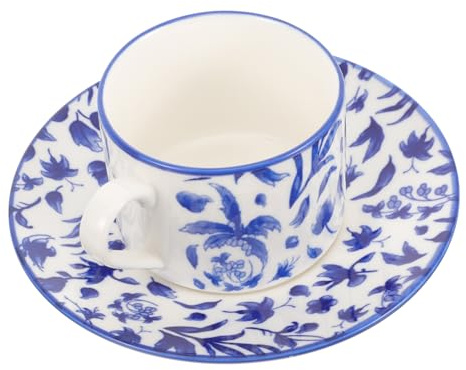 Cabilock Tazza Latte in Vintage con Piattino Tazza da con Floreali Eleganti per Tè Inglese e Pomeriggio Raffinato