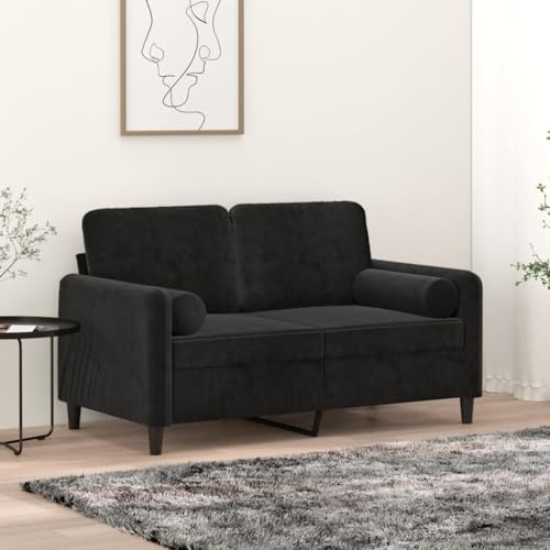 Emmtore Sofa, Couch mit Zierkissen, Liegesofa für Wohnzimmer, Polstersofa Sessel Relaxsofa Loungesofa Relaxcouch Schwarz,120 cm