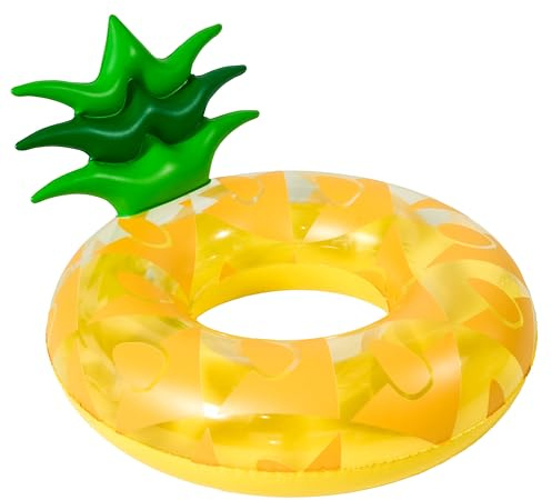 SYNCFUN Aufblasbarer Ananas-Pool-Schwimmring, gelber und grüner Schwimmring, Sommer-Pool-Schlauch, Sommer-Pool-Party Spielzeug, Strandspielzeug