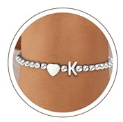 SLOONG Armband Damen Silber Gold, 18K Gold/Silber Vergoldet Herz Armband mit Buchstaben Personalisiert Mädchen Armbänder Schmuck Geburtstagsgeschenk Geschenke für Frauen Mädchen Freundin