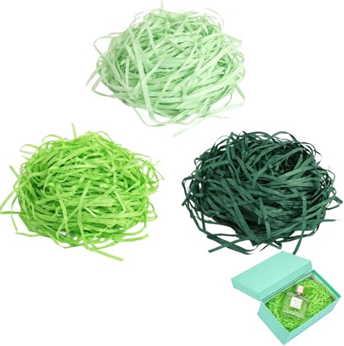Ostergras Dekoration, 3 Farben Set, 300g, ideal für Ostereier, Geschenkkörbe und Dekorationen – Weich, umweltfreundlich und wiederverwendbar