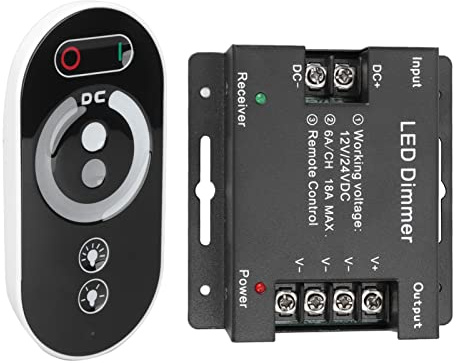 Haofy Trådlös LED-dimmer 12V 24V med RF Touch-fjärrkontroll för LED Strip-ljus, Flexibel Strip, Wall Washer, Glasgardinvägglampa, Låg Strömförbrukning, Kortslutning