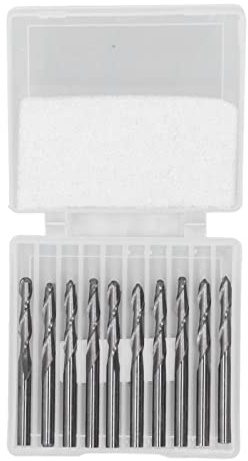 Ball End Mill Set Bits, HSS CNC Spiral Ballnose Milling Cutter, 1/8in Shank Diameter for Engraving Roughing Wood, 10PCS High Speed Steel Router Bits with Ball Nose Design for PCB S