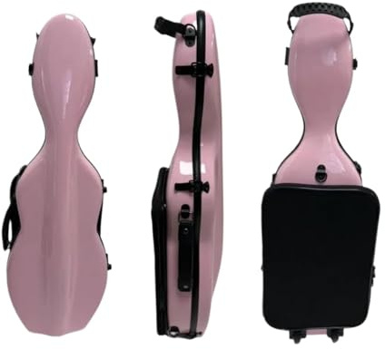 Geigenkoffer Hartschalenkoffer for 4/4-Geige mit Musiktasche/Rädern, Geigenkoffer-Rucksack, doppelter Schulter-Geigenkoffer FüR Musikinstrumente(Pink)
