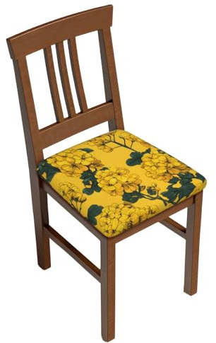 JEKYDOSD Rapeseed Flowers Print Square Cushion Cover Seat Covers for Dining Room, Removable Washable Anti-Dust Chair Seat Protector