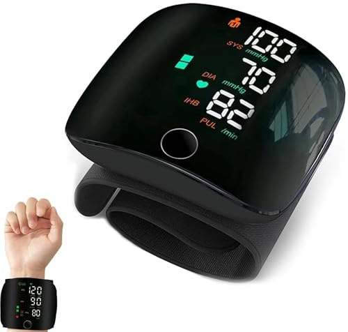 Automatic Wrist Blood Pressure Monitor Blood-Pressure Monitors with Large LCD Display Rechargeable Memory Function BP Machines for Home Office Travel Use