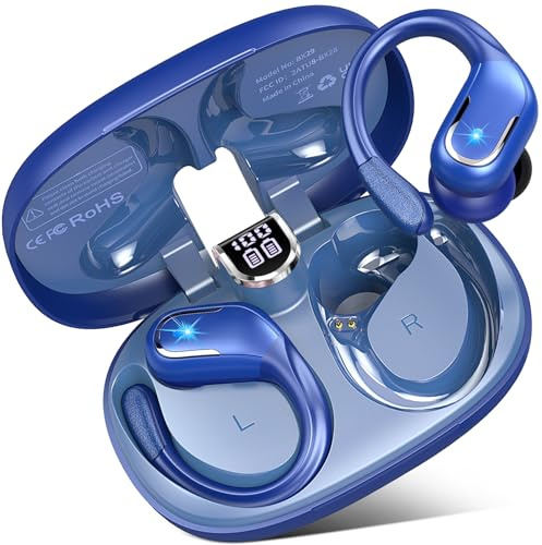 Ordtop Wireless Earbuds,Wireless Headphones Running 75H Headphone for Sport | Bluetooth 5.3, IP7 Wireless Earphones Ear Hooks, Noise Cancelling Earbuds Stereo Sound, USB-C Headsets with Mic