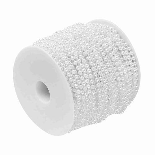 Dioche Cordoncini Cordoncino di Perle Tenda con Perline Artificiali Beige/bianche di Alta qualità - Lunghezza Personalizzabile per Decorazioni Fai da Te per Matrimoni e Feste (WHITE)