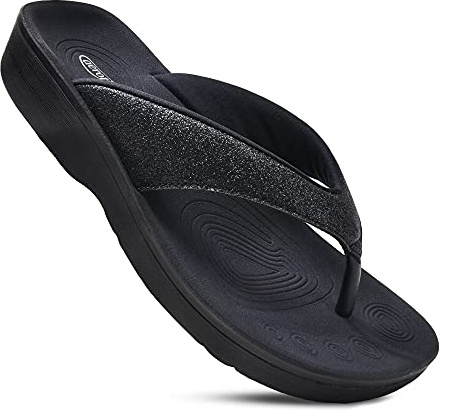 Aerothotic Flip-flops för kvinnor, slip-on, för återhämtning från hälsporre, yogamatta, utomhus, promenader, strand, damer, hålfotsstöd, sommar, sandal, uppklädd, vardaglig, bekväma, semester-måsten