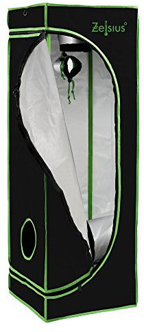 Zelsius Tenda MyHomeGrow Tenda da Coltivazione | Growbox Interno | Growroom Armadio Crescere Camera oscura Tenda per Piante Serra Tenda idroponica (40 x 40 x 160 cm, Nero)