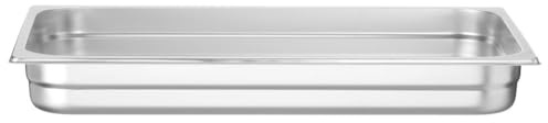 HENDI Bac Gastronorme, GN 1/1, résistance thermique -40 °C à 300 °C, utilisable dans des fours à convection, des réfrigérateurs, des bain-maries, des chafing dishes, 9L, 530x325x(H)65mm, inox 18/10