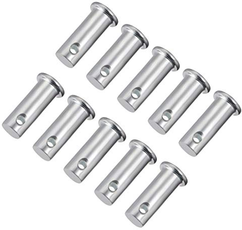 sourcing map 10 Stück Steckbolzen Lastösenbolzen Einloch Gabelbolzen 10mm x 25mm Splintstift Flach Kopf verzinkter Stahl