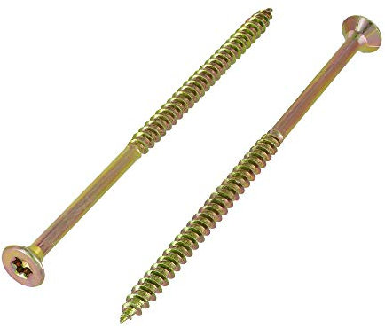 Spanplattenschrauben mit Torx-Antrieb |(5,0 x 100 mm / 200 Stück) |Holzbauschrauben mit TX-Buchse | Gelb verzinkt | Senkkopfschrauben für Holzplatten | Universalschrauben