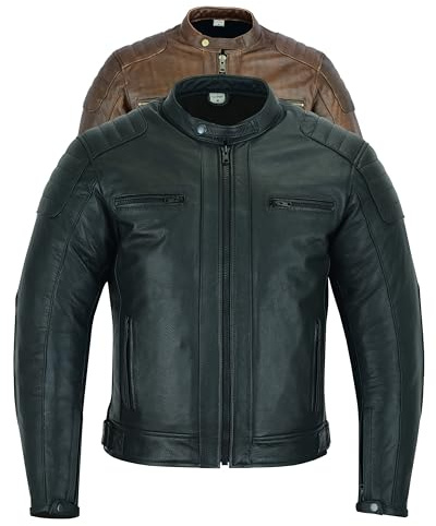 Texpeed Motorrad lederjacke herren mit protektoren - Schwarz Winter/Sommer Gesteppt echtleder Bikerjacke - Motorrad mit original biker rüstung gepanzert (EN 1621-1) Schutz S