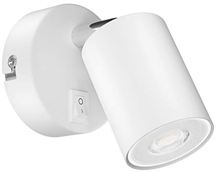 ledscom.de Wandspot WAIKA, einflammig, mit Schalter, GU10, weiß matt, inkl. 535lm LED GU10 Lampe, weiß