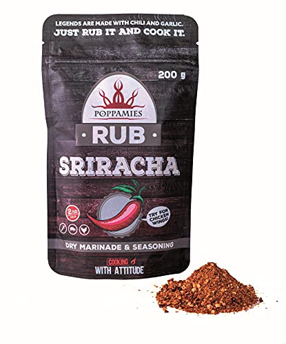 Sazonador Poppamies Sriracha - Adobo seco y Condimento perfecto para Verduras, Cerdo, Pollo - Ideal para parrilla - Paquete Grande (200 g)