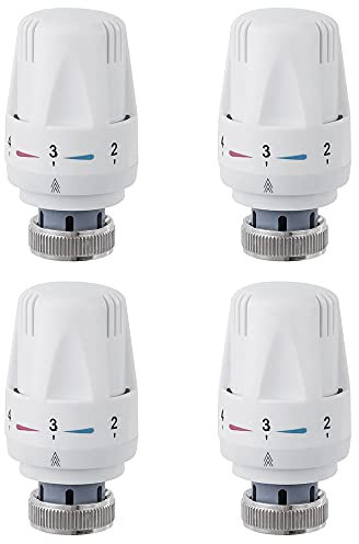 YeenGreen Thermostatic Radiator Valve, 4 pcs M30 x 1.5 Radiator Valve Replacement Head, TRV Thermostat Head Radiator for Home Office