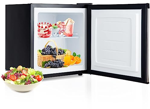 renatone 1.1 cu. ft. Mini Freezer Countertop, Portable Small Freezer w/Reversible Door, 7-Grade Adjustable Thermostat, Manual Defrost, Compact Upright Freezer for Garage, Dorm, Office, RV, Boat
