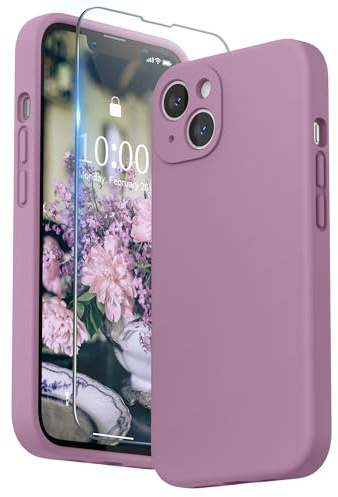 SURPHY für iPhone 13 Hülle Silikon mit Displayschutzfolie | mit Kameraschutz Stoßfeste Handyhülle für iPhone 13 Case 6,1 mit Erhöhter Randschutz
