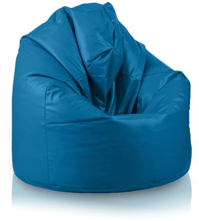 Bepouf - Pouf a Sacco Morbido in Ecopelle con Imbottitura in Palline di Polistirolo, Poltrona a Sacco Adatta per Camera e Salotto - Dimensione Mega 135x85, Colore Blu