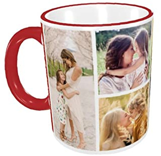 Naispanda Mug Personnalisé - Tasse à Café Personnalisée avec Votre Collage Photo Texte Personnaliser Cadeau pour Sa Maman - The Best Mom in The World - Anniversaire Fête Mères Noël Cadeau - Red